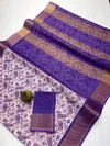 MG 548 Plain Linen with Gold Jari Digital Printed Fancy Saree Suppliers In India